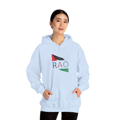Stylish Unisex Hooded Sweatshirt with RAO Graphic, Cozy Pullover, Casual Gift, Streetwear, Everyday Wear, Unique Design