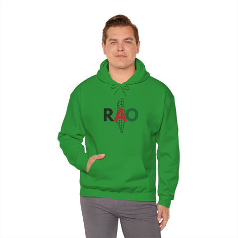 RAO Resistance Against Oppression Unisex Hoodie | Palestinian RAO & Kufya Map Graphic | Cultural Streetwear, Eco-Friendly, Comfortable Hoodie