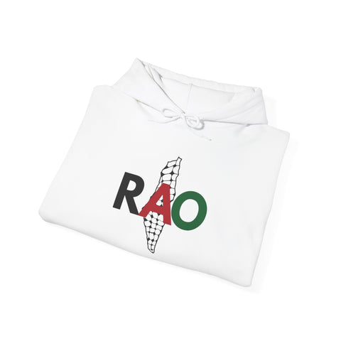 RAO Resistance Against Oppression Unisex Hoodie | Palestinian RAO & Kufya Map Graphic | Cultural Streetwear, Eco-Friendly, Comfortable Hoodie
