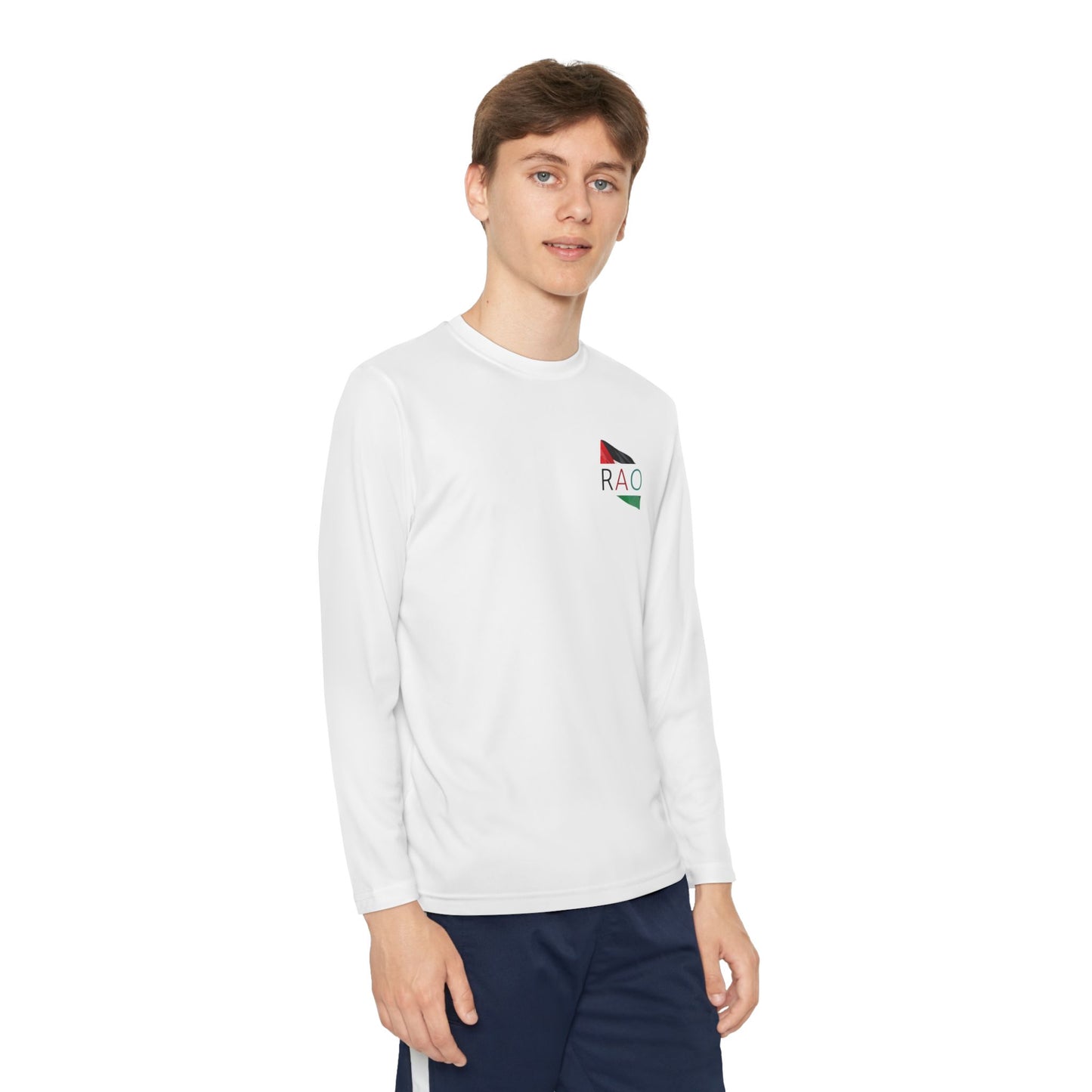 RAO Palestinian Youth Long Sleeve Performance Shirt – Kids Palestine Heritage Athletic Tee