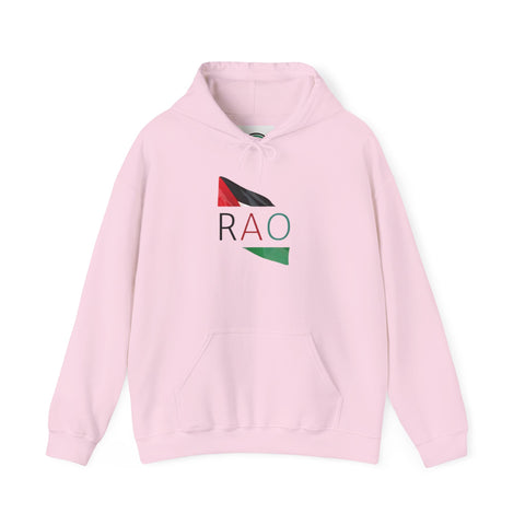 Stylish Unisex Hooded Sweatshirt with RAO Graphic, Cozy Pullover, Casual Gift, Streetwear, Everyday Wear, Unique Design