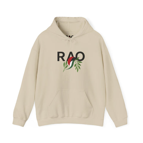 RAO Unisex Hoodie | Resistance Against Oppression Logo with Olive Leaves | Cultural Streetwear, Comfortable Eco-Friendly Fashion