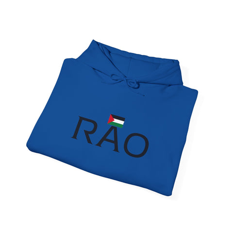 RAO Resistance Against Oppression Unisex Hoodie | Center Chest Design with Horizontal Palestinian Flag & RAO Letters | Bold Streetwear Statement