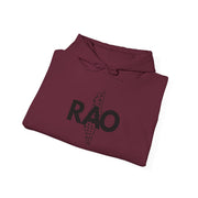 RAO Graphic Unisex Hoodie | Black Logo with Kufiya Map Design | Cultural Streetwear, Comfortable Eco-Friendly Hoodie