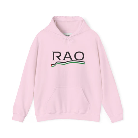 RAO Resistance Against Oppression Unisex Hoodie | Black RAO Letters with Palestinian Map & Flag Ribbon | Cultural Streetwear, Eco-Friendly Hoodie