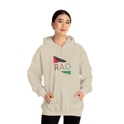 Stylish Unisex Hooded Sweatshirt with RAO Graphic, Cozy Pullover, Casual Gift, Streetwear, Everyday Wear, Unique Design