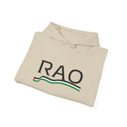 RAO Resistance Against Oppression Unisex Hoodie | Black RAO Letters with Palestinian Map & Flag Ribbon | Cultural Streetwear, Eco-Friendly Hoodie