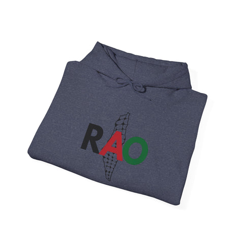 RAO Resistance Against Oppression Unisex Hoodie | Palestinian RAO & Kufya Map Graphic | Cultural Streetwear, Eco-Friendly, Comfortable Hoodie