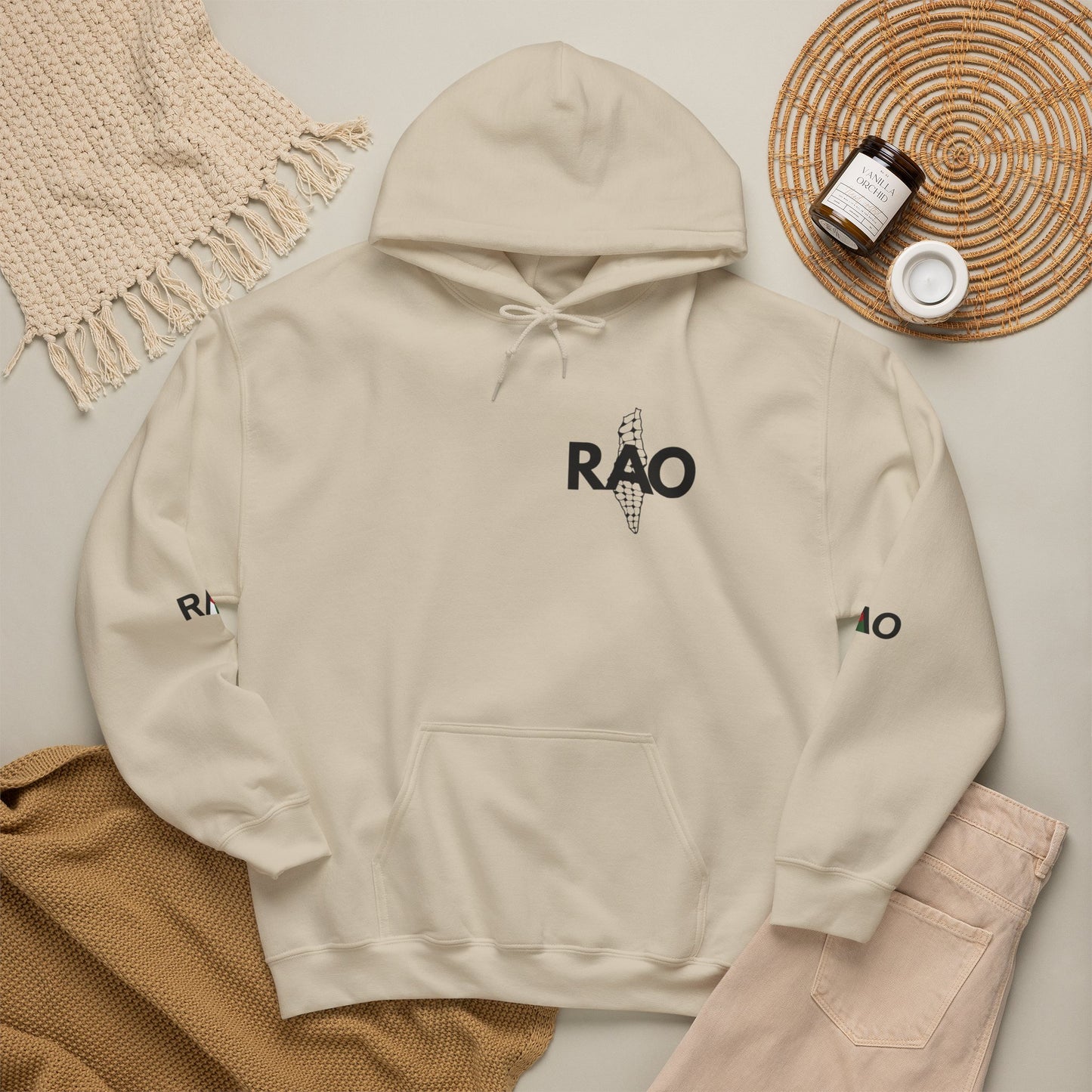 RAO Signature Palestine Hoodie | Premium Olive Branch Pullover | Minimalist Unisex Streetwear