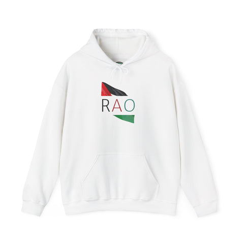 Stylish Unisex Hooded Sweatshirt with RAO Graphic, Cozy Pullover, Casual Gift, Streetwear, Everyday Wear, Unique Design