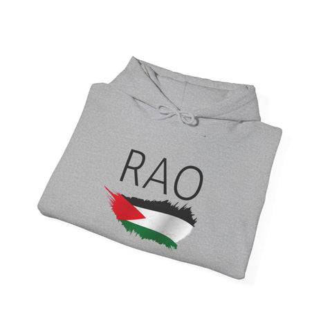 RAO Resistance Against Oppression Unisex Hoodie | Center Logo with Palestinian Flag | Cultural Streetwear, Eco-Friendly & Comfortable Hoodie