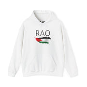 RAO Resistance Against Oppression Unisex Hoodie | Center Logo with Palestinian Flag | Cultural Streetwear, Eco-Friendly & Comfortable Hoodie