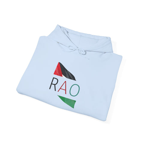 Stylish Unisex Hooded Sweatshirt with RAO Graphic, Cozy Pullover, Casual Gift, Streetwear, Everyday Wear, Unique Design