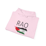 RAO Resistance Against Oppression Unisex Hoodie | Center Logo with Palestinian Flag | Cultural Streetwear, Eco-Friendly & Comfortable Hoodie
