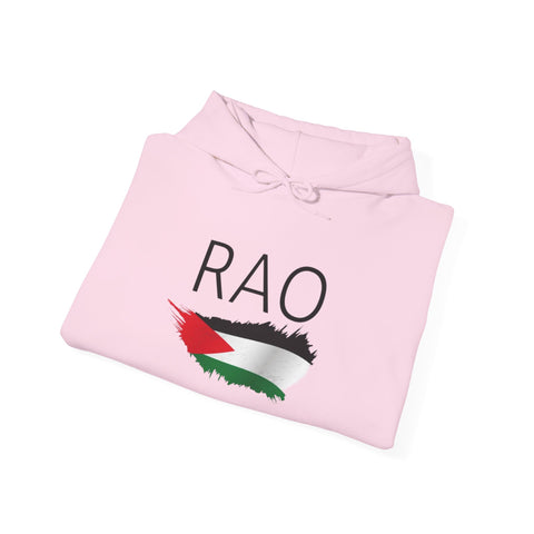 RAO Resistance Against Oppression Unisex Hoodie | Center Logo with Palestinian Flag | Cultural Streetwear, Eco-Friendly & Comfortable Hoodie
