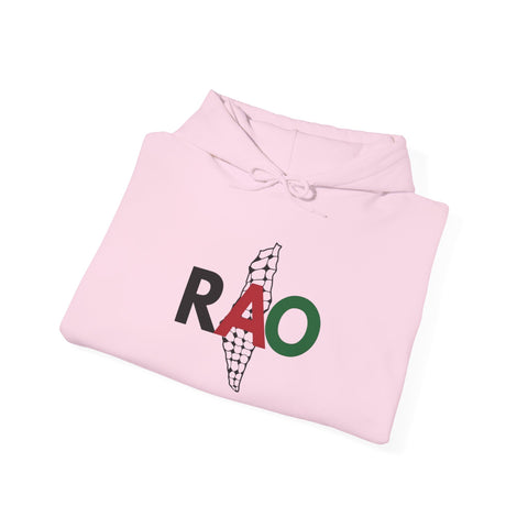 RAO Resistance Against Oppression Unisex Hoodie | Palestinian RAO & Kufya Map Graphic | Cultural Streetwear, Eco-Friendly, Comfortable Hoodie