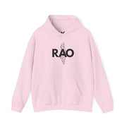 RAO Graphic Unisex Hoodie | Black Logo with Kufiya Map Design | Cultural Streetwear, Comfortable Eco-Friendly Hoodie