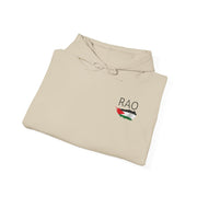 RAO Resistance Against Oppression Unisex Hoodie | Small Logo with Palestinian Flag | Cultural Streetwear, Eco-Friendly & Comfortable Hoodie