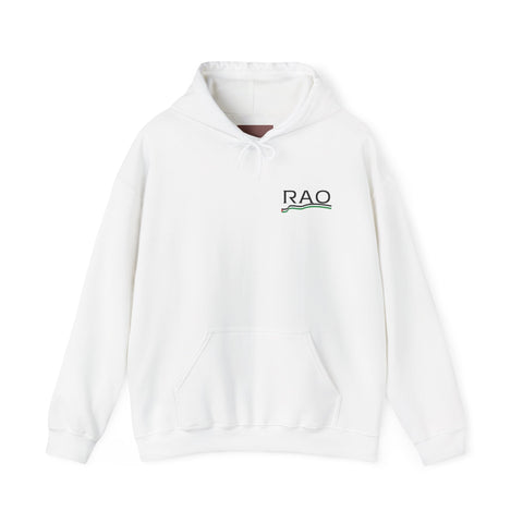 RAO Resistance Against Oppression Unisex Hoodie | Small Left Chest Logo with Palestinian Map & Flag Ribbon | Eco-Friendly Cultural Streetwear