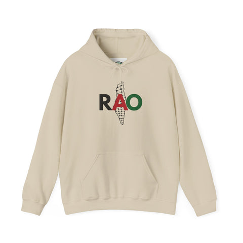 RAO Resistance Against Oppression Unisex Hoodie | Palestinian RAO & Kufya Map Graphic | Cultural Streetwear, Eco-Friendly, Comfortable Hoodie
