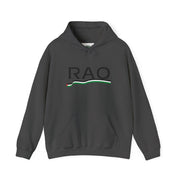 RAO Resistance Against Oppression Unisex Hoodie | Black RAO Letters with Palestinian Map & Flag Ribbon | Cultural Streetwear, Eco-Friendly Hoodie